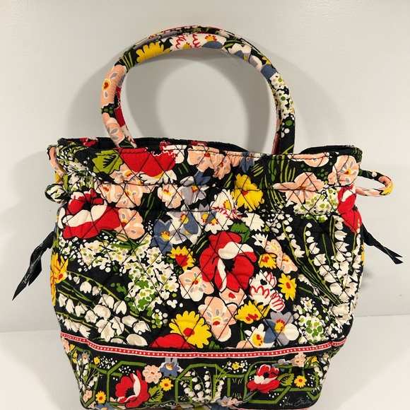 Vera Bradley Handbags - Vera Bradley Quilted Ring Handle Tote Floral Drawstring Bag Retired Pattern